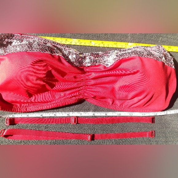 Sparkly red bralette, sz S, stretchy - Picture 2 of 9